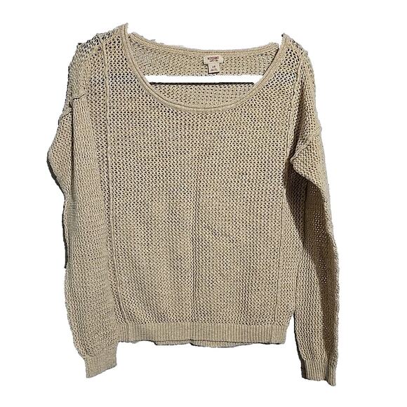 Vtg Y2k Mossimo Supply Co Tan Open Knit Long Sleeve Pullover Sweater Woman Large - Picture 1 of 4
